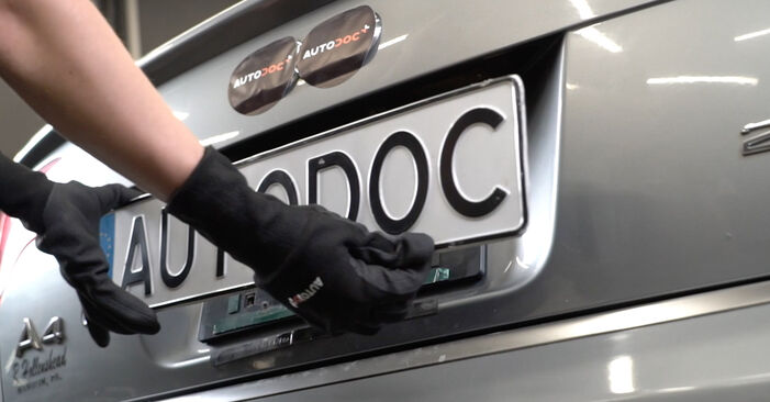 Wie man Nummernschildbeleuchtung beim Audi A4 B7 Limousine 2004 wechselt - Gratis PDF- und Video-Tutorials