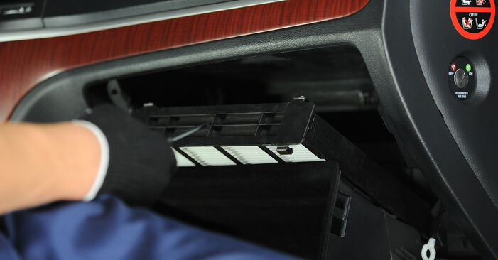 Hyundai Santa Fe cm 2.4 4x4 2011 Innenraumfilter wechseln: wie schwer ist es, selbst zu reparieren - Downloaden Sie sich illustrierte Anleitungen