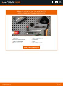 Kā veikt nomaiņu: 1.3 iDSi (GD1) Honda Jazz gd Eļļas filtrs