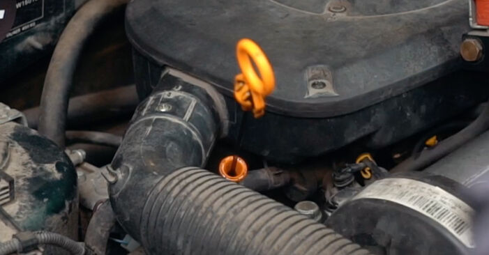 Wie man VW Caddy II Pickup (9U7) 1.9 D 1997 Ölfilter wechselt - Schritt-für-Schritt-Leitfäden und Video-Tutorials