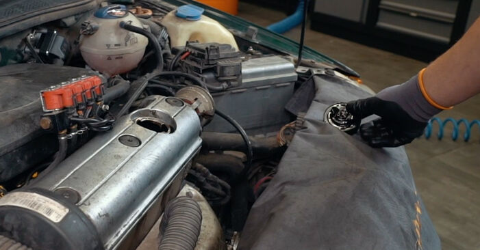 Wie man VW Bora Limousine (1J2) 1.6 1999 Ölfilter austauscht - Schritt-für-Schritt-Tutorials und Videoanleitungen