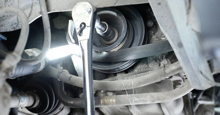 Ford Fiesta Mk5 Limousine 1.6 Flex 2006 Keilrippenriemen wechseln: wie schwer ist es, selbst zu reparieren - Downloaden Sie sich illustrierte Anleitungen