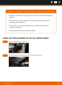 How to carry out replacement: Pollen Filter 2.0 TDI 4x4 Skoda Yeti 5L