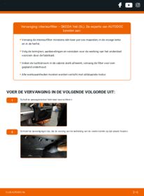 Vervanging uitvoeren: Interieurfilter 2.0 TDI 4x4 Skoda Yeti 5l