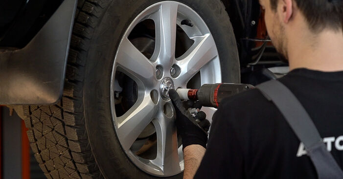 How to replace TOYOTA RAV 4 IV (ZSA4_, ALA4_) 2.2 D 4WD (ALA49) 2013 Brake Pads - step-by-step manuals and video guides
