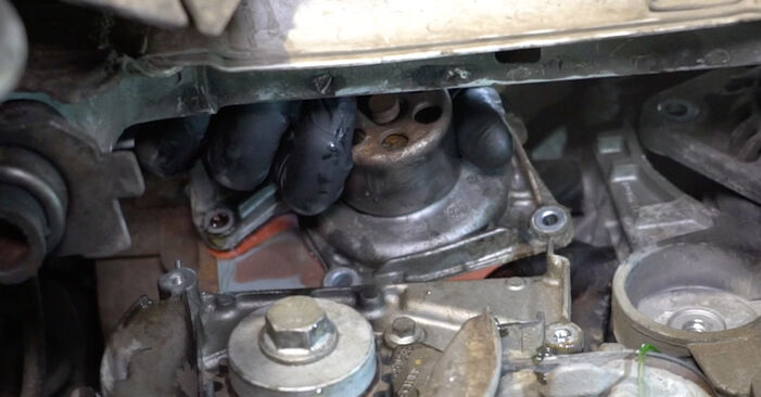 Wie kompliziert ist es, selbst zu reparieren: Wasserpumpe + Zahnriemensatz am Renault Kangoo KC 1.9 dTi 2003 ersetzen – Laden Sie sich illustrierte Wegleitungen herunter