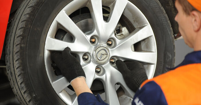 How to replace Brake Pads on MAZDA 3 (BK) 2008: download PDF manuals and video instructions