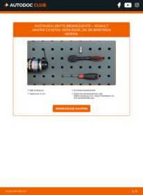 Wie der Ersatz vollführt wird: Zusatz Bremsleuchte 2.5 dCi Renault Master 2 Kastenwagen