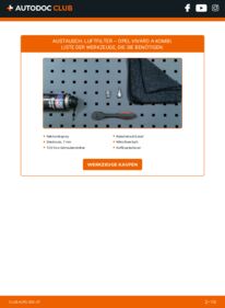 Wie der Austausch bewerkstelligt wird: Luftfilter 2.0 CDTI (F7, J7, A07) Opel Vivaro A Combi