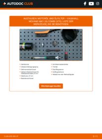 Wie der Austausch bewerkstelligt wird: Ölfilter 2.5 CDTI (JD) VAUXHALL MOVANO Mk I (A) Combi (JD)