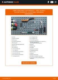 Hogyan végezze a cserét: 2.0 CDTI OPEL VIVARO Platform/Chassis (E7) Javítókészlet Féknyereg