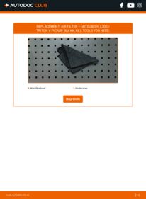 How to carry out replacement: Air Filter 2.4 DI-D 4WD (KL1T) Mitsubishi L200 KJ