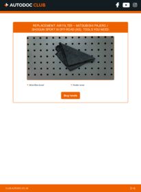 How to carry out replacement: Air Filter 2.4 DI-D 4x4 (KS1W) MITSUBISHI PAJERO SPORT III (KS_)