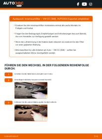 Wie der Austausch bewerkstelligt wird: Innenraumfilter 2.0 TDI VW CC 358