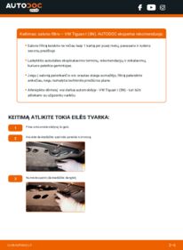 Kaip atlikti keitimą: VW Tiguan 5N 2.0 TDI 4motion Oro filtras, keleivio vieta