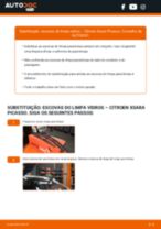 Tutorial passo a passo em PDF sobre a substituição de Escovas do Limpa Vidros no CITROËN XSARA PICASSO (N68)