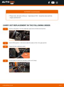 How to carry out replacement: Wiper Blades 1.6 16V (F08, F48) Opel Astra g f48