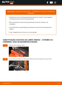 Como realizar a substituição de Escovas do Limpa Vidros 2.0 HDi (DERHZB, DERHZE) Citroën C5 1 Carrinha