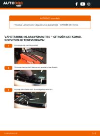 Kuidas välja vahetamist läbi viia: Citroën C5 1 Kombi 2.0 HDi (DERHZB, DERHZE) Pesurikumm