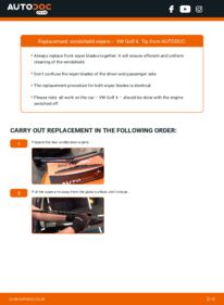 How to carry out replacement: Wiper Blades 1.4 16V Golf 4