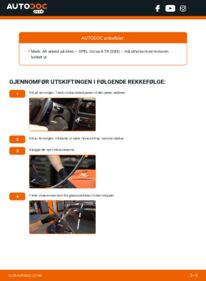 Slik bytter du Vindusviskere 1.2 S (F11, M11, M19, F19) Opel Corsa A TR