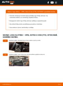 Kā veikt nomaiņu: 1.7 DTI 16V (F70) Opel Astra F 70 Stikla tīrītāja slotiņa