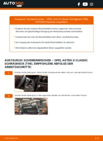 Wie der Wechsel durchführt wird: Scheibenwischer Opel Astra G Classic 1.4 16V (F08, F48) tauschen