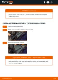 How to carry out replacement: Wiper Blades Elektrik NISSAN LEAF
