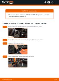 How to carry out replacement: Wiper Blades 1.3 CDTI (B05) Opel Combo D Box Body