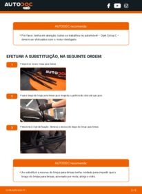 Como realizar a substituição de Escovas do Limpa Vidros 1.2 (F08, F68) Opel Corsa C
