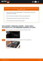 How do I change the Windscreen wipers on my Fabia III Hatchback (NJ3) 1.4 TDI? Step-by-step guides