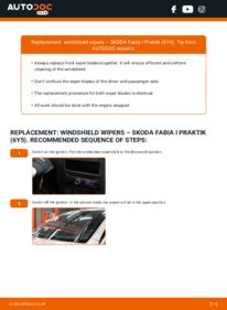 How to carry out replacement: Wiper Blades 1.9 SDI Skoda Fabia Praktik