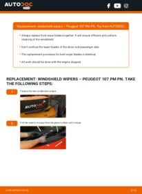 How to carry out replacement: Wiper Blades 1.0 Peugeot 107 PN