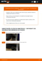 Instalação Filtro de ar do habitáculo VW PASSAT Variant (3C5) - tutorial passo-a-passo