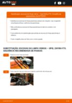 Tutorial passo a passo em PDF sobre a substituição de Escovas do Limpa Vidros no OPEL ZAFIRA A (F75_)