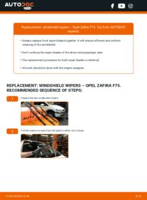 How to carry out replacement: Wiper Blades 2.0 DTI 16V (F75) Opel Zafira f75