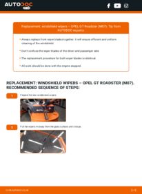 How to carry out replacement: Wiper Blades 2.0 (G67) Opel GT Roadster