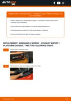 Step by step PDF-tutorial on Wiper Blades PEUGEOT EXPERT Platform/Chassis (223) replacement