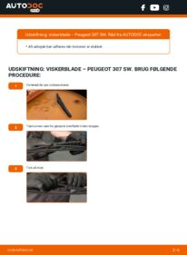 Hvordan man udfører udskiftning af: Viskerblade på 1.6 HDI 110 Peugeot 307 SW