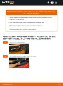 How to carry out replacement: Wiper Blades 1.4 HDi PEUGEOT 307 SW Kasten/Kombi (3E_, 3H_)