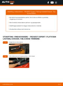 Slik bytter du Vindusviskere 2.0 HDi PEUGEOT EXPERT Platform/Chassis (223)