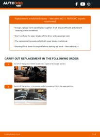 How to carry out replacement: Wiper Blades E 220 CDI 2.2 (211.006) W211
