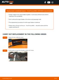 How to carry out replacement: Wiper Blades 1.6 TDCi Ford Focus mk2 Saloon