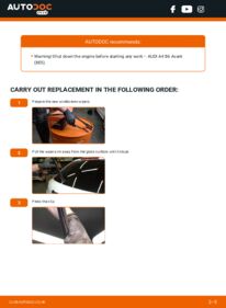 How to carry out replacement: Wiper Blades 1.9 TDI Audi A4 B6 Avant
