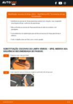 Tutorial passo a passo em PDF sobre a substituição de Escovas do Limpa Vidros no OPEL MERIVA