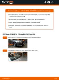 Kaip atlikti keitimą: Audi Q5 FY 2.0 TDI quattro Valytuvo gumelė