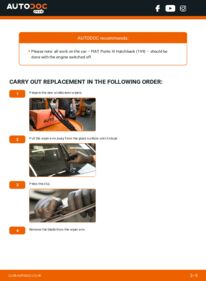 How to carry out replacement: Wiper Blades 1.2 (199AXZ1A, 199BXZ1A) Fiat Punto mk3 199