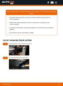 Kā veikt nomaiņu: 2.0 TDI Skoda Superb 3t5 Salona filtrs