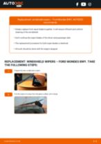 Step by step PDF-tutorial on Wiper Blades FORD MONDEO III Estate (BWY) replacement
