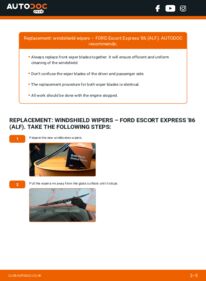 How to carry out replacement: Wiper Blades 1.8 D FORD ESCORT '86 Express (AVF)